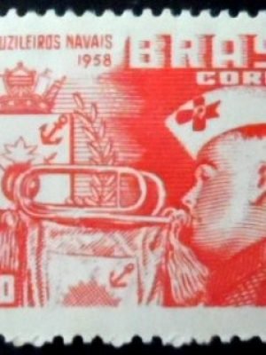 Selo postal do Brasil de 1958 Fuzileiros Navais