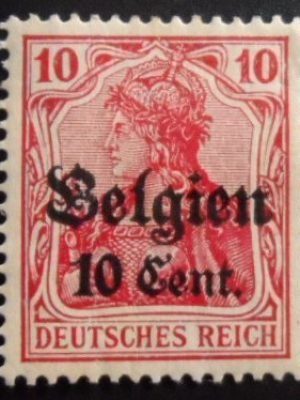 Selo postal da Bélgica de 1916 Germania 10