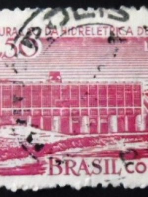 Selo postal do Brasil de 1958 Usina Salto Grande