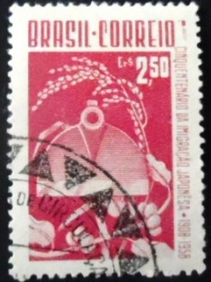 Selo postal do Brasil de 1958 Imigração Japonesa
