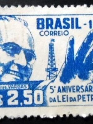 Selo postal do Brasil de 1958 Lei da Petrobrás U