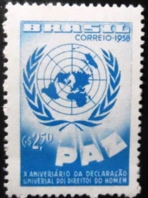 Selo postal do Brasil de 1958 Direitos do Homem