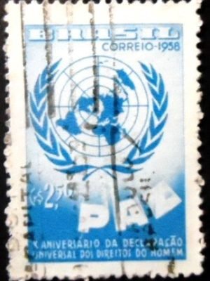 Selo postal do Brasil de 1958 Direitos do Homem