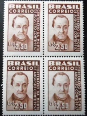 Quadra de selos postais de 1957 Augusto Conte