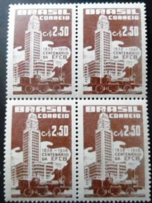 Quadra de selos postais de 1958 Central do Brasil