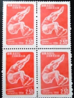 Quadra de selos postais de 1958 Jogos Infantis