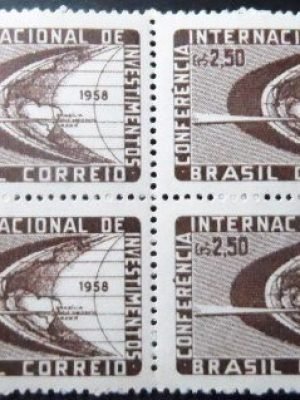 Quadra de selos postais do Brasil de 1958 Conferência Investimentos