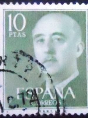Selo postal da Espanha de 1955 General Franco 10