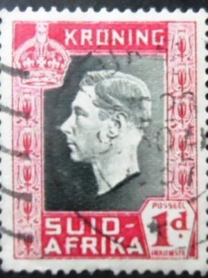 Selo postal da África do Sul de 1937 Coronation of King George VI Suid