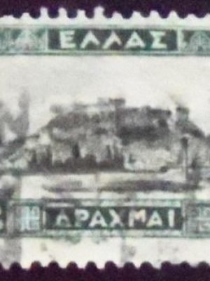 Selo postal da Grécia de 1927 Akropolis Athens