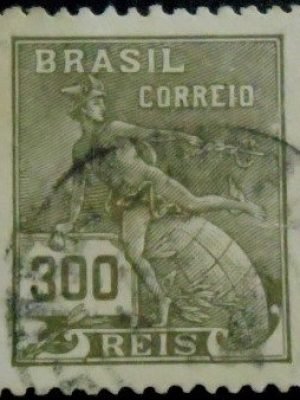 Selo postal do Brasil 1920 Mercúrio 300