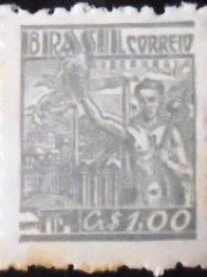 Selo postal do Brasil 1947 Siderurgia 1