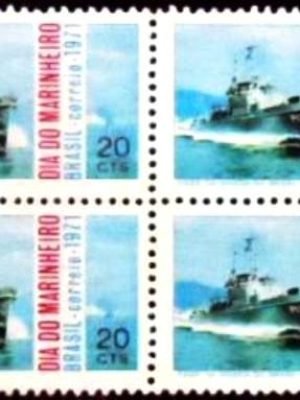 Quadra de selos postais do Brasil de 1971 Dia do Marinheiro M QD