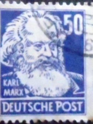 Selo postal da Alemanha de 1948 Karl Marx