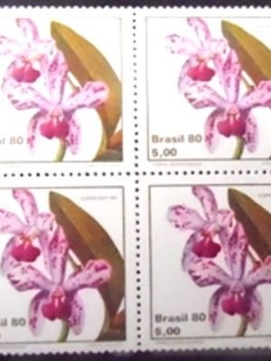 Quadra de selos postais do Brasil de 1980 Catleya