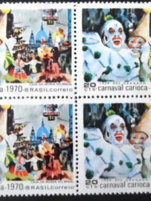 Quadra de selos postais do Brasil de 1969 Carnaval Carioca 20