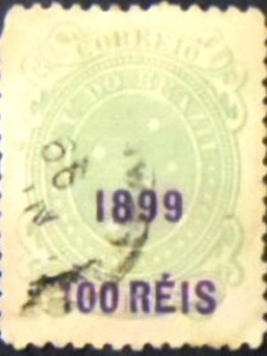 Selo postal do Brasil de 1899 Cruzeiro do Sul 100/50