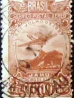 Selo postal Aéreo do Brasil de 1934 Jahu Ribeiro de Barros