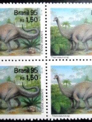 Quadra de selos do Brasil de 1995 Titanosaurus