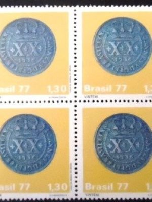 Quadra de selos do Brasil de 1977 Vintém N