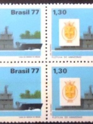 Quadra de selos do Brasil de 1977 Flotilha do Amazonas