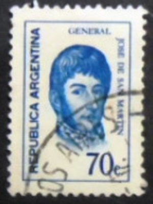Selo postal da Argentina de 1973 San Martín 70c