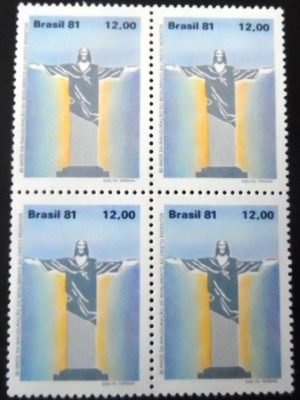 Quadra de selos postais do Brasil de 1981 Cristo Redentor N QD