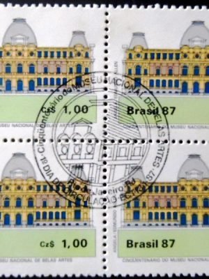 Quadra de selos postais do Brasil de 1987 Museu Belas Artes M1C