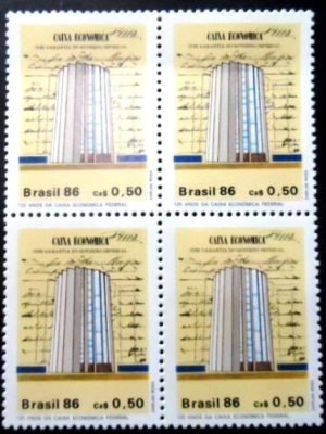 Quadra de selos postais do Brasil de 1986 CEF