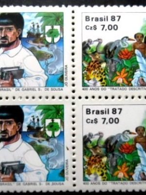 Quadra de selos postais do Brasil de 1988 Gabriel Soares de Souza