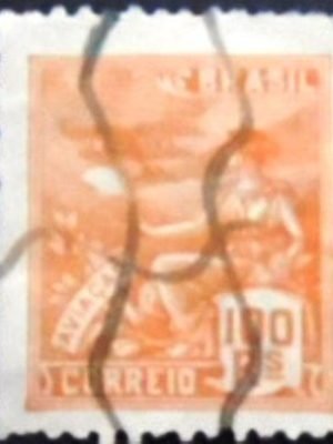 Selo postal do Brasil de 1926 Aviação 100