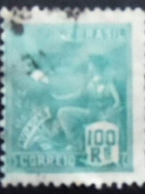 Selo postal do Brasil de 1929 Aviação 100 U