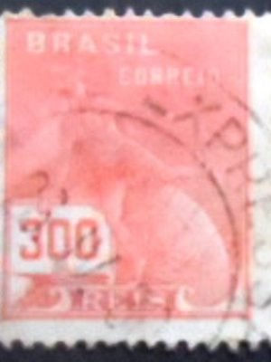 Selo postal do Brasil de 1929 Mercúrio 300
