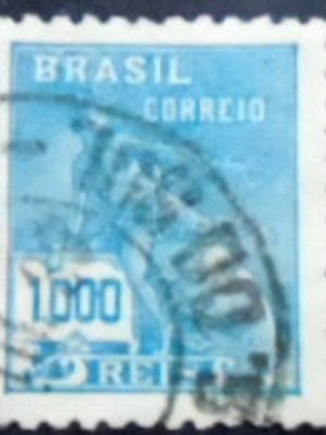 Selo postal do Brasil de 1931 Mercúrio e Globo