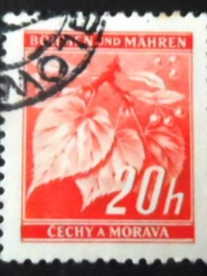 Selo postal da Boêmia e Morávia de 1939 Lime tree branch 20h