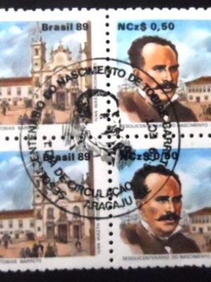 Quadra de selos postais do Brasil de 1989 Tobias Barreto