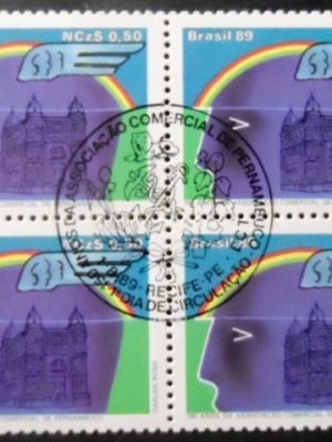 Quadra de selos postais do Brasil de 1989 Associação Comercial PE