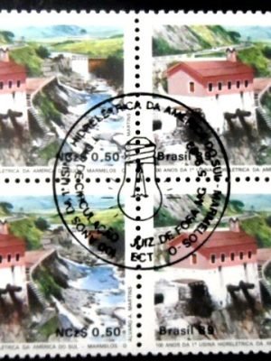 Quadra de selos postais do Brasil de 1989 Hidrelétrica de Marmelos