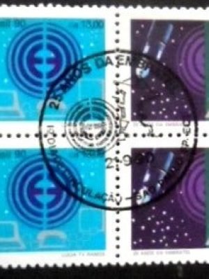 Quadra de selos postais do Brasil de 1990 Embratel