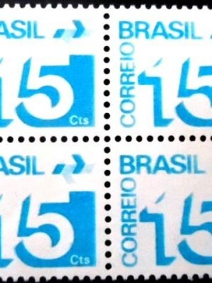 Quadra de selo postal do Brasil de 1975 Cifra 15 M QD