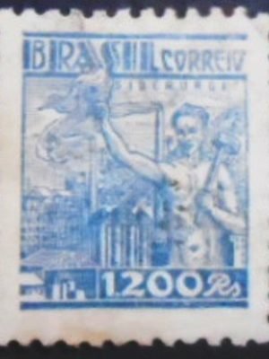 Selo postal do Brasil de 1941 Siderurgia 1200