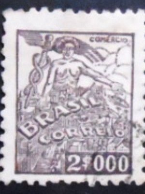 Selo postal do Brasil de 1942 Comércio 2$