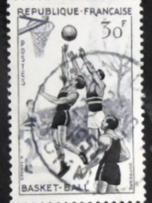 Selo postal da França de 1956 Basket-bal