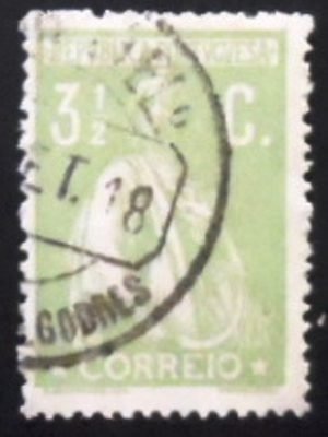 Selo postal de Portugal de 1918 Ceres 3½