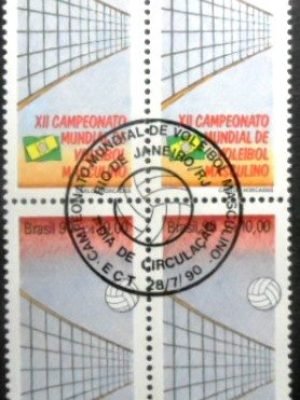 Quadra de selos postais do Brasil de 1990 Mundial de Voleibol