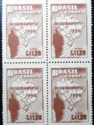 Quadra de selos postais do Brasil de 1950 Recenseamento