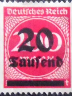 Selo postal Alemanha Reich de 1923 Surcharge 20T on 200