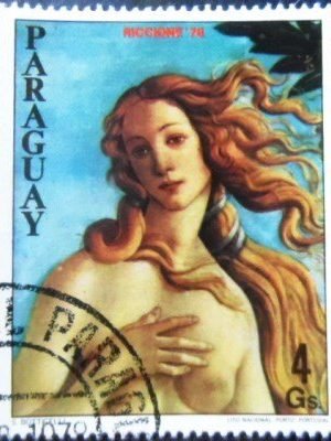Selo postal do Paraguai de 1978 The Birth of Venus