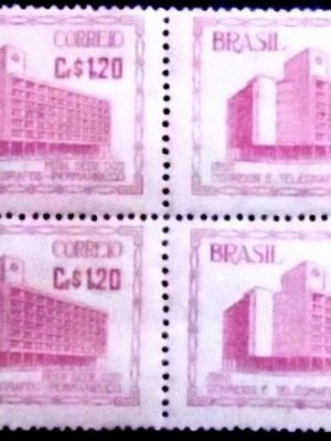 Quadra de selos postais do Brasil de 1951 Edifício Correios PE 60 M QD