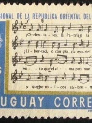 Selo postal do Uruguai de 1971 First Verse of National Anthem
